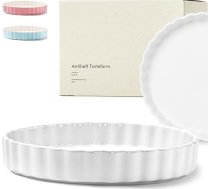 KIVY Keramikas tartas un pīrāgu veidne 28 cm - Keramikas tartas veidne 28 cm apaļa - Keramikas tartas veidne 28 cm - Tartas un pīrāgu veidnes - Augļu pamatnes veidne 28 cm - Pīrāgu cepšanas forma - Pīrāgu veidne