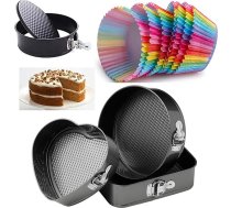 HK Online Ultra nesadalīšanās veidņu veidnes 12 Pack Rainbow Cupcake Moulds - Kūku cepšanas veidnes (3 apaļas kvadrātveida sirds formas)
