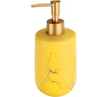 QUARKZMAN 1 x 12,5 oz ziepju dozators, roku un mazgāšanas līdzekļu dozators, losjona dozators ar sūkni virtuvei, dekoram, izlietnei, vannas istabai, marmora raksts, matēts, dzeltens