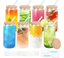 Yorkaan Kokteiļu glāzes ar vāciņu un salmiņu, 8 gab., 500 ml ledus kafijas glāzes, alus glāzes, stikla krūzes, ideāli piemērotas kokteiļiem, alum, kokteiļiem, dāvanām, piemērotas mājām, restorāniem, ballītēm.