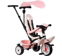 Smoby - Baby Balade 3-in-1 Rosé bērnu trīsritenis ar stūres stieni, sēdekli ar drošības jostu, metāla rāmi, pedāļu brīvriteni, bērniem no 10 mēnešiem
