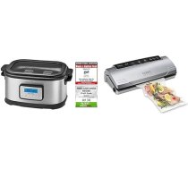 Profi Cook SV-1112 ProfiCook SV-1112 ProfiCook Sous Vide - lēnās vārīšanas katls un vakuumietais katls virtuves ēdienu gatavošanai zemā temperatūrā, 8,5 L, 520 W, pelēks/ melns, 8,5 litri un Caso VC10 vakuumiepakotājs - 30 cm garš