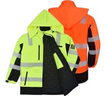RODOPI Canada-PRO Ziemas augstas redzamības softshell jaka - ūdensnecaurlaidīga ziemas darba jaka ar biezu kokvilnas oderējumu - vīriešiem un sievietēm, izmēri S-XXXL - EN ISO 20471:2013, atstarojošas svītras