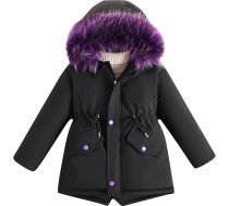 Ziemas mēteļi Meitenes Ziemas parka Ziemas jaka Ziemas jaka Plain Garums Down jakas ar kapuci Coat Outwear Hooded Coat kažokādas Hooded Hooded jaka Vējdrošs āra jaka Silta kokvilnas stepēts jaka Regular