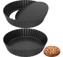 Abaigeal 9 collu kūkas panna ar noņemamu pamatni, apaļas oglekļa tērauda kūku veidnes, 9,5 collu rievotas apaļas Quiche Cake Pans oglekļa tērauda cepšanas panna