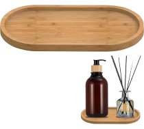 Bambusa ziepju trauku dozators Oval Countertop un dozators Virtuves turētājs Bambusa tējas serveris Tray Dresser Juvelierizstrādājumu gredzens Dish Tray Tray tējas augļu uzkodas kūka mājas apdare
