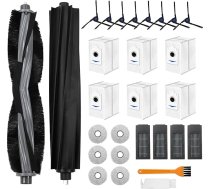 28 piederumu komplekts Ecovacs Deebot X2 omni/X2pro/X2 Omni/DEX86 putekļsūcēju robotiem, 1 galvenā birste, 1 gumijas birste, 4 filtri, 8 sānu birstes, 6 tīrīšanas lupatiņas, 6 putekļu maisiņi, 2 birstes.