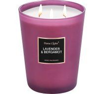 HomeLights Spēcīgas aromātiskas sojas sveces Lielas 32oz 3 kokvilnas daktis Dūmojošas, ilgstošas 70 stundas, lavandas un bergamotes krāsas 5" x 6" Lieliska dāvana vīriešiem un sievietēm