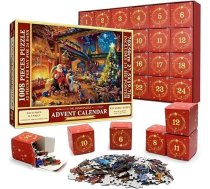 Adventes kalendārs 2024 Ziemassvētku puzle 24 kastes Adventes kalendārs 2024 Bērnu 1008 gabaliņu puzle Ziemassvētku dāvana zēniem meitenēm (70 x 50 cm)