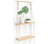 Afuly Sienas plaukts Koka boho dekoratīvais plaukts Sienas piekaramais plaukts Makrame sienas rotājums Ar rokām austs pušķis Peldošs plaukts Balkona augu plaukts Guļamistabas rotājums Vannas istaba Dzīvojamā istaba Priekšnams Bērnu istaba