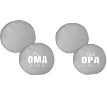 MC-Trend 2 plīša spilvenu komplekts "Beste Oma + Bester Opa Grey and Lettering Embroidery White 30 x 30 cm Dekoratīvs spilvens, dzimšanas diena, dāvana, pateicība, Ziemassvētki, īpaši mīksts + pūkains