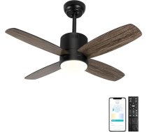 Ohniyou 38 collu griestu ventilators ar apgaismojumu un tālvadības pulti, aptumšojama gaisma, 6 ātrumi, pārslēdzams līdzstrāvas motors, griestu ventilators guļamistabai, patio, birojam (melns)