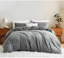 Lanqinglv Flannel Fleece gultasveļa 135 x 200 cm, pelēka, pūkaina, plīša, silta, kašmira pieskāriena flanelte, vienkārša sega ar rāvējslēdzēju un spilvendrānu, 80 x 80 cm
