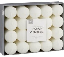 Votive sveču komplekts 20 Pack 9 Hour Cream White Dinner Wedding Candles Wick Home Ziemassvētku galda pārtika (balta)