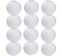 Gaismekļi 12 baltu papīra laternu iepakojums 35 cm āra dekorēšanai, dzimšanas dienas svinībām, bērnu ballītei, kāzām, ballītei, dārzam, mājas dekorēšanai, ballīšu dekorēšanai