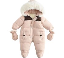 Baby Snowsuit Romper jaundzimušo bērnu zēni Jumpsuit slēpošanas uzvalks Jumpsuit ar kapuci meitenes viengabala leju jaka ar cimdiem ziemas sniega kopumā