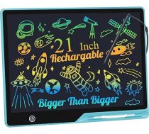 Kinayue LCD rakstīšanas planšete bērniem, uzlādējama gleznošanas tāfele, zīmēšanas tāfele, pirmsskolas mācību rotaļlieta, Ziemassvētku, dzimšanas dienas, Lieldienu dāvana, 3, 4, 5, 6, 7 gadus vecām meitenēm, zilā krāsā (21 collu zil