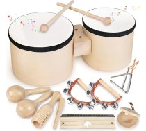 Rotaļlieta no 3 gadiem Mūzikas instrumenti Bungas Bērnu bungu komplekts Koka rotaļlieta Montessori bērnu rotaļlieta no 3 4 5 gadiem Zēni Meitenes