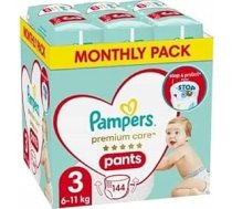 Pampers Pants autiņbiksītes, 3. izmērs (6-11 kg), Premium Care, 144 gab., autiņbiksītes ar Stop & Protect pret noplūdēm aizmugurē