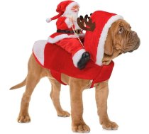 RANYPET Ziemassvētku vecīša suņa kostīms Ziemassvētku mājdzīvnieku apģērbs Santa Riding Pet Cosplay kostīmi Party Dress Up Dog Outfit maziem, vidējiem un lieliem suņiem S