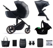 Kinderkraft Prime 2 bērnu ratiņi + autokrēsliņš + pārvalks Mink Pro Car Venēcijas melns