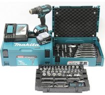 Makita DHP482JX13 Akumulatora urbjmašīna ar āmuru 18 V / 3,0 Ah 2 akumulatori + lādētājs Makpac komplektā + 120 piederumu komplekts Makpac benzīna / melns