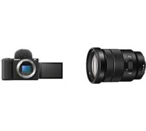 Sony Alpha ZV-E10 II bezspoguļa APS-C videokamera ar maināmu objektīvu (4K60p video, 4:2:2 10 bitu ieraksti, 26 MP, automātiskā fokusēšana ar acu noteikšanu) Komplektā ietilpst SELP18105G