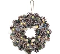 nevainojamais durvju vainags: Adventa un Ziemassvētku vainags ar LED apgaismojumu, zaļš/brūns, diametrs 30 cm (LED durvju vainags Ziemassvētku, durvju vainags Ziemassvētku LED taimeris, pasaku gaismas)