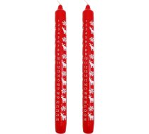 Ebersbacher Kerzenfabrik GmbH Adventes kalendāra svece Sniegpārsliņa un lasis Sarkana ar baltu apdruku 2 gab., aptuveni (diametrs x augstums) 22 x 250 mm, bez aromāta