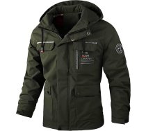 SRZYMJ Coat Vīriešu ādas jaka Vīriešu pārejas jaka ar kapuci Āra jaka XXXL Softshell jaka Stepēta veste Viegla funkcionāla jaka Parka Ziemas mētelis ar kapuci Sporta jaka Brīvā laika jaka