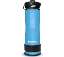 LifeSaver® Liberty | Ūdens filtra pudele (400 ml) | Dzeramā ūdens pudele filtrē 99,9999 % visu baktēriju | Ūdens attīrīšana dzeramā ūdens kempingiem līdz 2000 litriem | Pārnēsājams ūdens attīrītājs pārgājieniem (Zils)
