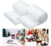 Hestya Ziemassvētku sniega sniega sega Roll Glitter sniega sniega sega Fake sniega segas Ziemassvētku Village mākslīgā sniega paklājs sniega sega pūkains mākslīgais sniegs (Pack of 2, 2,6 x 7,8 pēdas)