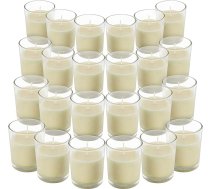 BELLE VOUS Votive sveces ar stikla svecēm (iepakojumā 24) - sveču komplekts ar stikla svecēm - 12 stundu degšanas laiks - tējas gaismas stikls - galda sveces Ziemassvētkiem kāzām, kāzām, SPA - bez aromāta