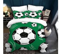PAAHRYI Bērnu gultasveļa 135 x 200 cm, zaļš futbola motīvs, sega bērniem un pusaudžiem, 3D futbola apdruka, sega ar spilvendrānu (A, 135 x 200 cm)