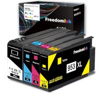 FreedomInk 953XL printeru kasetnes, kas ir saderīgas ar HP 953 XL printeriem HP Officejet Pro 8715 8710 7720 7740 8740 8730 8720 8720 8725 8210 (1 melna, 1 zilā, 1 magenta, 1 dzeltena)