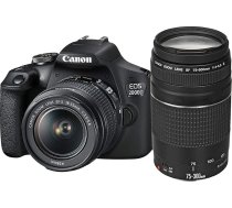 Canon EOS 2000D viena objektīva spoguļkameru (24,1 MP, DIGIC 4+, 7,5 cm (3,0 collu) LCD, Full-HD, WIFI, APS-C CMOS sensors), ieskaitot objektīvu EF-S 18-55mm F3.