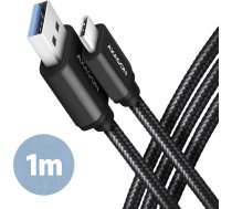 Axagon Bucm3-am10ab kabelis usb-c - usb-a 3.2 gen 1, 1m, 3a, alu, pīts, melns