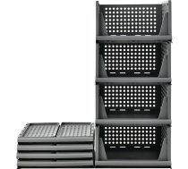 RMAN atvilktņu kastes, 4 skapju organizatoru komplekts, saliekama skapja plauktu glabāšanas kaste, plastmasas sadalītājs, saliekamas atvilktnes drēbēm, virtuvēm un guļamistabām, pelēks (43 x 33 x 72)
