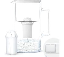 Wessper stikla ūdens filtra krūze, 3 l, saderīga ar Brita Classic ūdens filtra kārtridžiem, ietilpst 1 ūdens filtra kārtridžs, samazina kaļķakmens un hlora daudzumu, balta krāsā