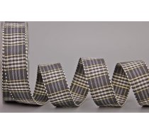 finemark Sweet Home Dekoratīvā lenta pelēka zelta 20 m x 25 mm auduma lenta Pārbaudīta spīdīga bez stieples Dāvanu lenta Dāvanu iesaiņošana Šūšana Lauku mājas apdare Ziemassvētku advente