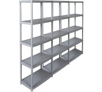 Kreher Economy 3 plastmasas plauktu komplekts glabāšanas plauktiem pelēkā krāsā, 5 plaukti un 150 kg ietilpība uz plauktu. 71 x 38 x 171 H cm. TÜV Rheinland.