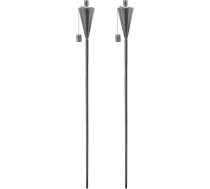Harbour Housewares 2 x sudraba 146 cm metāla konusa dārza ugunskura lāpas - liels āra citronellas parafīna eļļas deglis Tiki mietu laternu apgaismojums