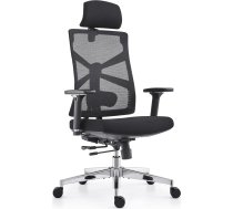 Holludle Ergonomisks biroja krēsls ar pielāgojamu atzveltni, rakstāmgalda krēsls ar 4D roku balstiem, regulējamu sēdekļa dziļumu, jostas balstu un 2D galvas balstu, elpojošs sieta darba krēsls, melns