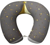 UVBDF Zelta mirdzuma Ziemassvētku eglīte, ergonomisks atmiņas putu ceļojuma kakla spilvens, lidmašīnas ceļojuma spilvens visiem miega stāvokļiem