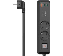 Hama 5-in-1 strāvas lente ar USB 65 W lādētāju (2 rozetes, 1 USB-A, 2 USB-C, portatīvo datoru USB C lādētājs 65 W caur USB bez barošanas avota, ātrās uzlādes funkcija PD, daudzfunkcionāla strāvas lente ar slēdzi, 1,4 m)