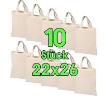 10 iepakojums 22 x 26 cm kokvilnas maisiņi mazi - Oeko-Tex® testēti - dabīgs farmaceita maisiņš, somiņa, somiņa, dāvanu maisiņš, auduma maisiņš, tukšs maisiņš medikamentiem krāsošanai un apdrukai Džutas maisiņi, dabīgi, kokvilna