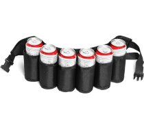 Beer Belt Beer Holder, Portable Drinker Beer Holder Belt 6 Drinks Beer Soda Can Beer Holder Bottle Holder for Camping Hiking Outdoor Carnival Party (Black), black, beer holder