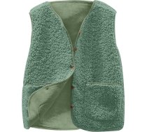 Komiseup Sieviešu īsā flīsa jaka Teddy Fleece plīša veste Rudens ziemas pārejas jaka Viegla bezmugurkaula veste Silta ziemas jaka ar pogām Eleganta vienkārša Teddy veste Āra plīša jaka ziemā