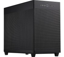 ASUS Prime AP201 MicroATX PC korpuss (33 litri, atbalsta 360 mm dzesētājus, grafiskās kartes līdz 338 mm garumā, sieta konstrukcija gaisa plūsmas uzlabošanai, C tipa USB priekšējā panelī, noņemami sānu paneļi), melns