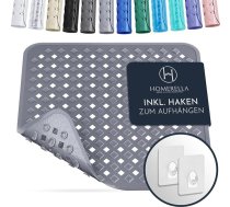 Homerella® neslīdošs dušas paklājs, 100 % BPA nesatur, ar 2 āķīšiem pakāršanai, ādai draudzīgs, izturīgs pret pelējumu, mazgājams veļas mašīnā, 53 x 53 cm